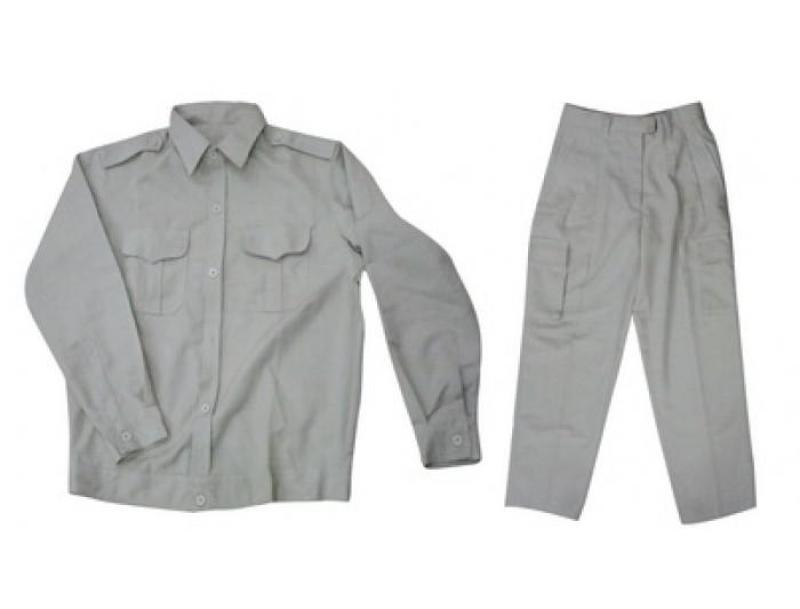 Bộ áo và quần bảo hộ lao động vải kaki xanh ghi size XL