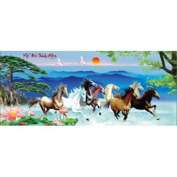 Tranh thêu chữ thập Mã đáo thành công 8 ngựa AL53502
