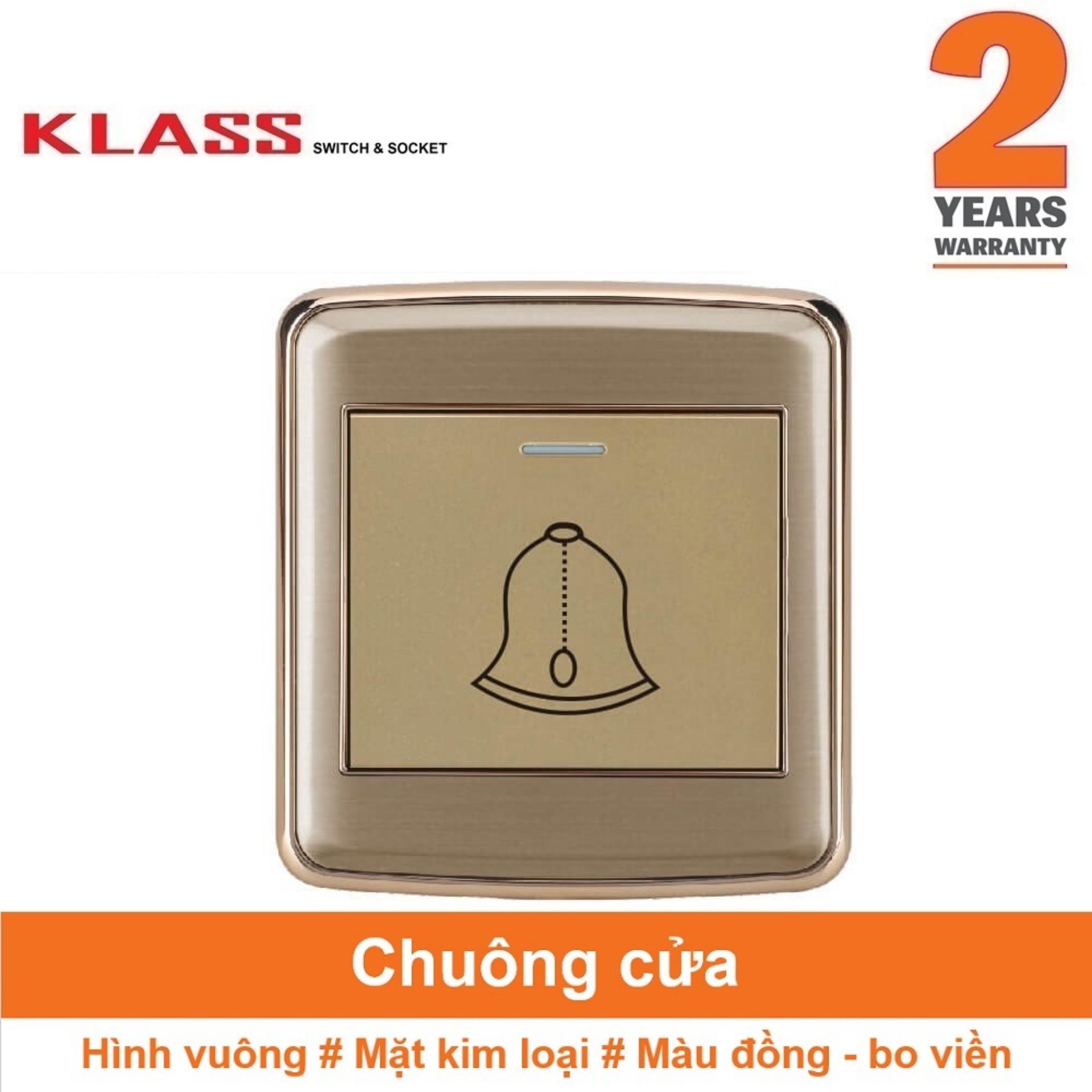 Công tắc chuông cửa, hình vuông, màu đồng, KLASS 86KV1-009
