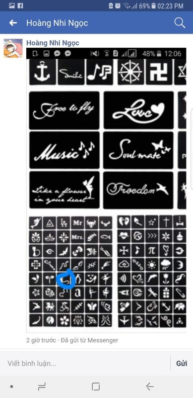 12 miếng Khuôn vẽ Henna tùy chọn hình