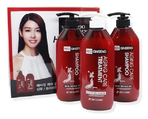 Bộ 2 dầu gội 1 dầu xả tinh chất nhân sâm đỏ - 3w clinic red ginseng shampoo