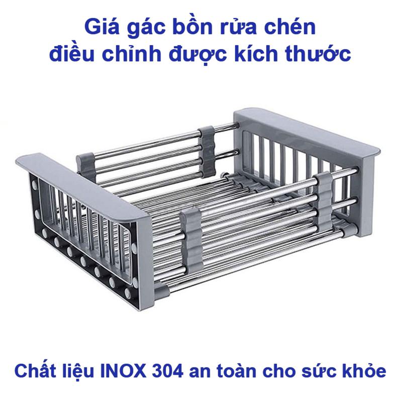 Giá inox 304 gác bồn rửa chén điều chỉnh được kích thước kbs-9059