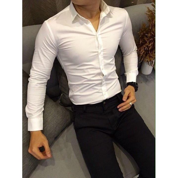 Combo 2 sản phẩm: 1 sơ mi Trắng Cúc Trắng+ 1 quần âu đen