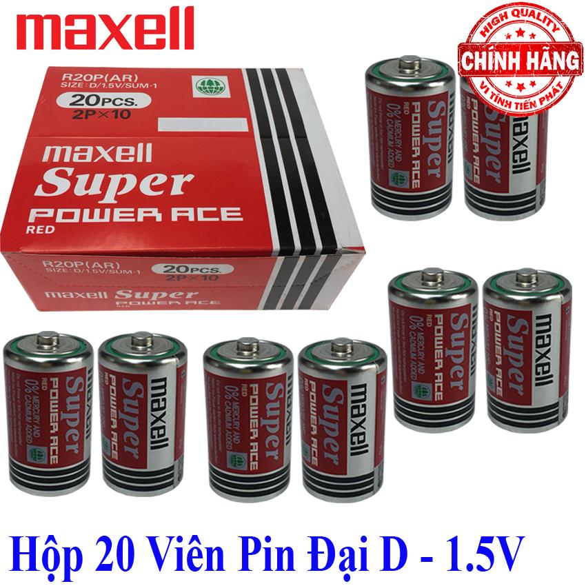Hộp 20 viên Pin Đại D R20P Maxell Super Power 1.5V - Maxell dùng cho bếp ga, đồng hồ, đèn pin, thiết bị y tế, máy công nghiệp... mã pin R20P