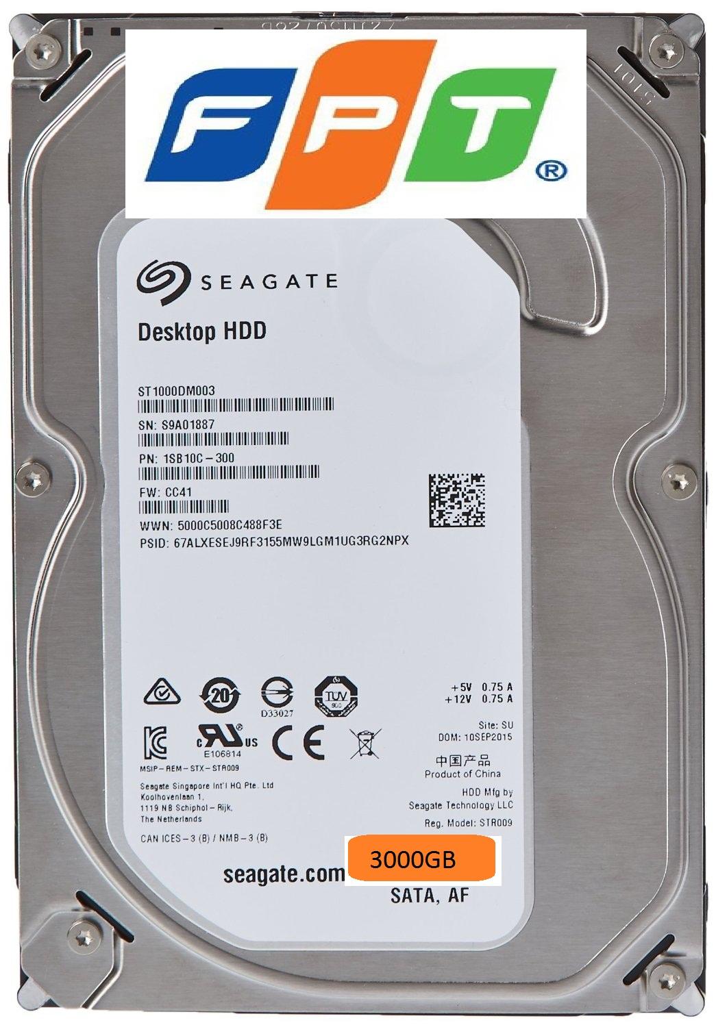 Ổ cứng Seagate cho máy tính để bàn và camera 3TB- 3.5 Sata do FPT phân phối
