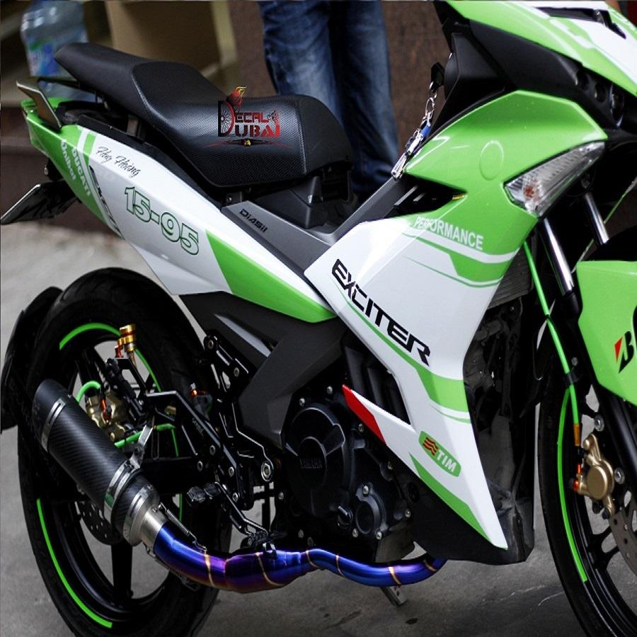 Tem trùm exciter 150 xanh trắng đẹp mắt