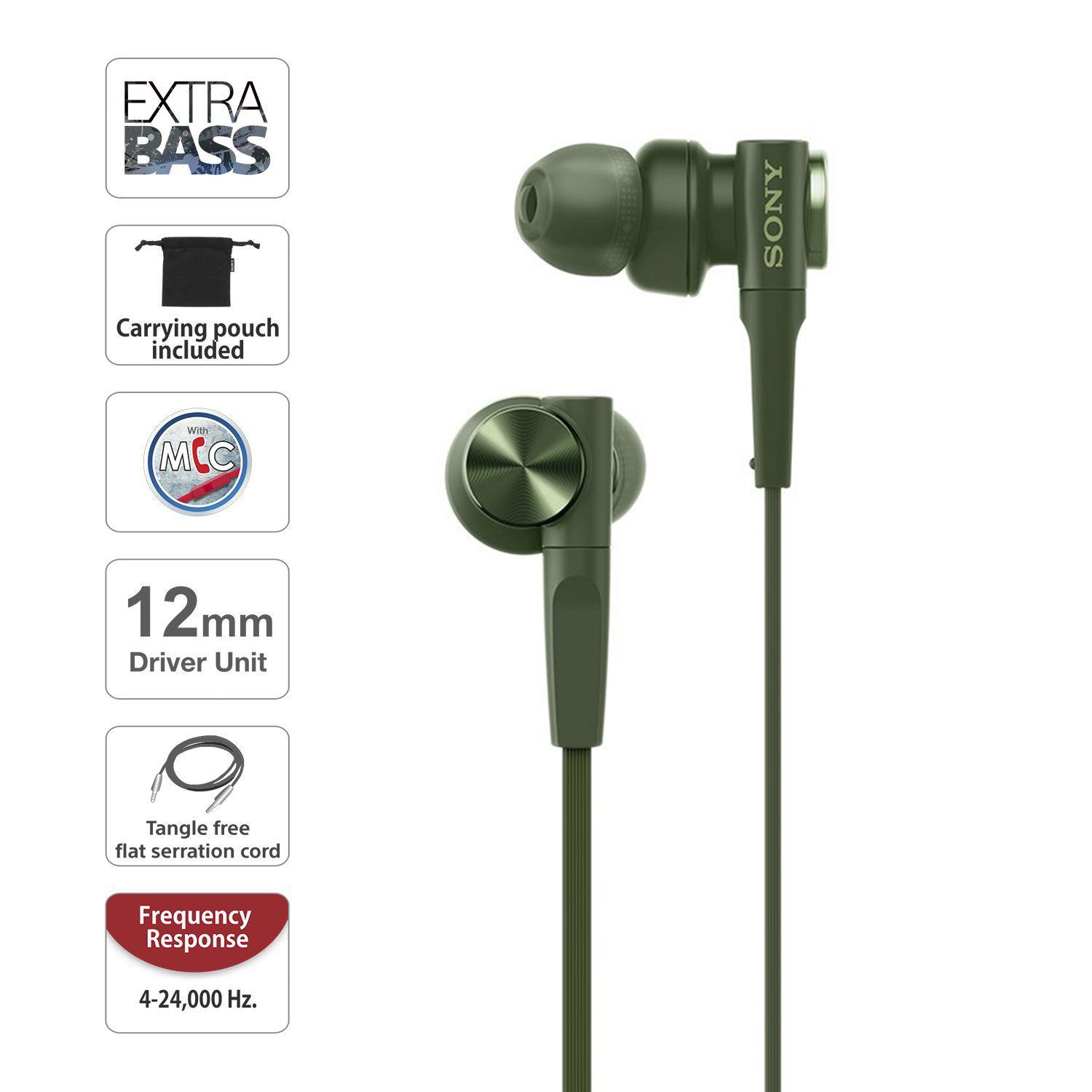 [HCM]Tai nghe Sony In-ear EXTRA BASS™ XB55AP (xanh lá) - phân phối chính hãng