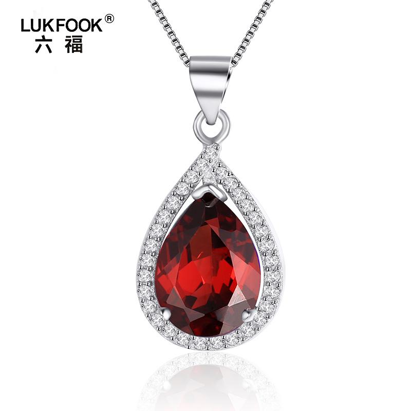 Lukfook 六福 Mặt dây truyền bạc 925 Thủy Tinh Đỏ