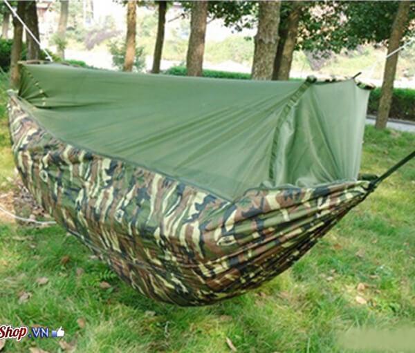 [HCM]Võng Mùng Rằn Ri 3 Lớp Tặng Kèm 5 Mét Dây Dù Thay Thế