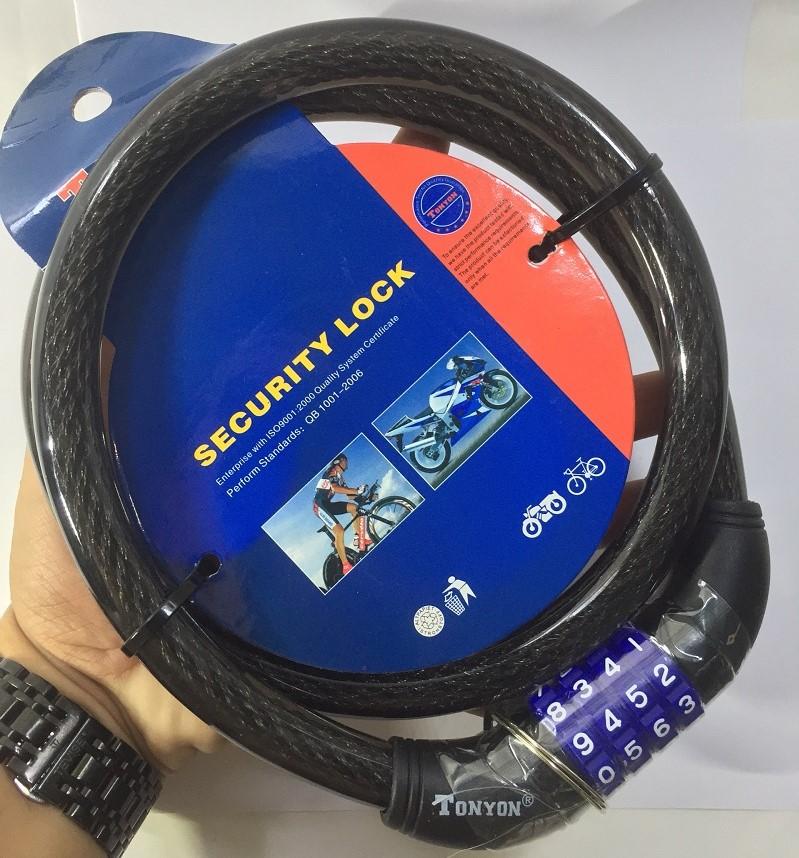 Khóa dây tonyon 4 số có đổi mã 15mm x 950mm chống trộm xe đạp, xe máy