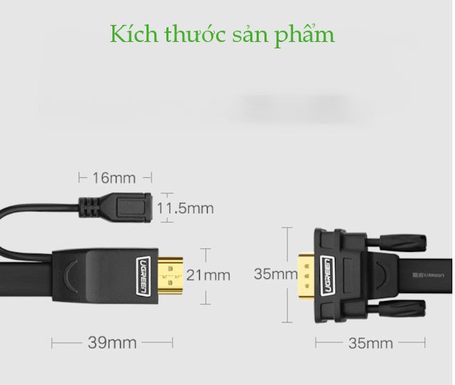 Cáp HDMI sang VGA dài 1.5m UGREEN MM117 Cáp HDMI sang VGA dài 1.5m UGREEN MM117
