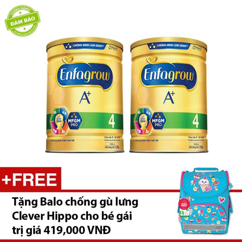 Bộ 2 Sữa bột Enfagrow A+4 1.8kg tặng Balo chống gù lưng Clever Hippo cho bé gái trị giá 419,000 VNĐ