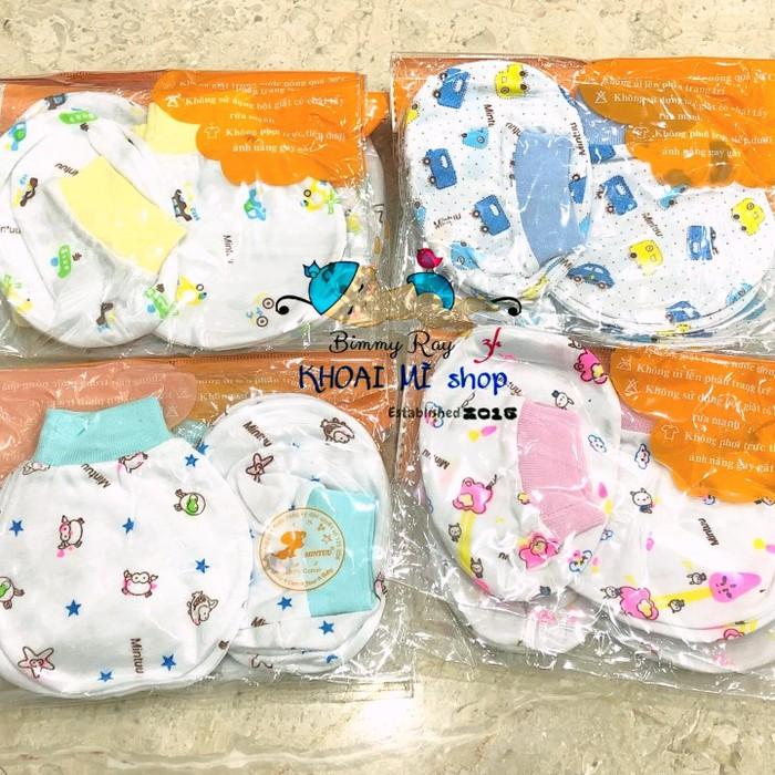Set bao tay chân bé trai| bộ bao tay chân mintuu