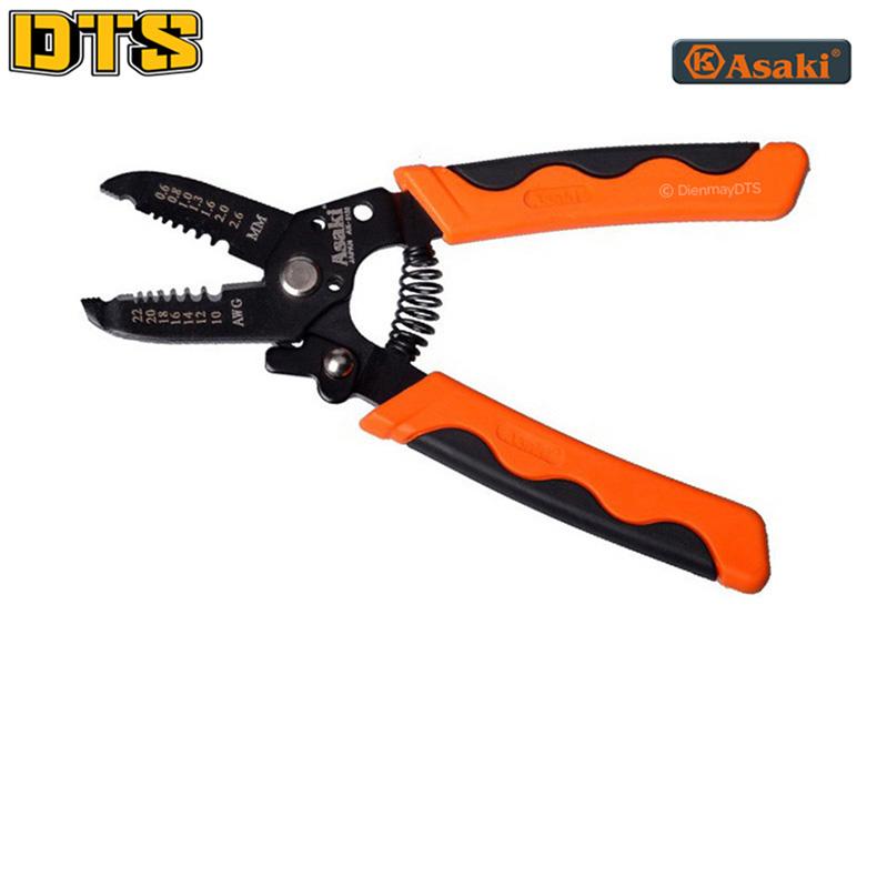 Kìm tuốt dây điện tự bung asaki ak-9100 6inch-165mm