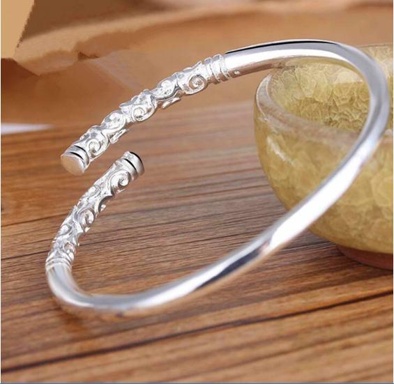 Vòng tay Gậy Như Ý bạc vân hoa văn - NHH1420
