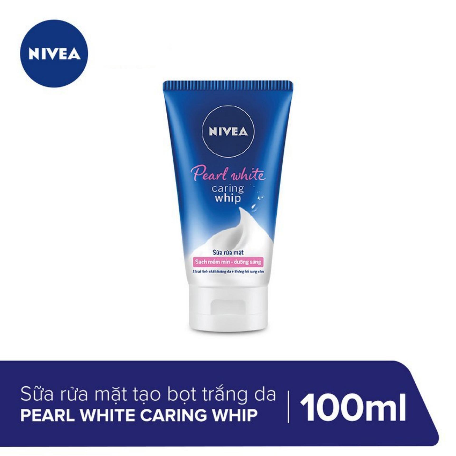 Sữa Rửa Mặt Tạo Bọt Trắng Da Nivea Pearl White Caring Whip 100ml _ 82530