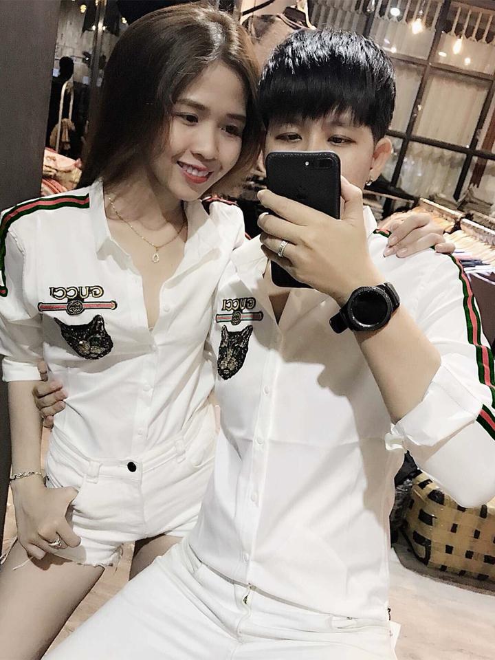 Áo sơ mi đôi phối sọc tay 4325