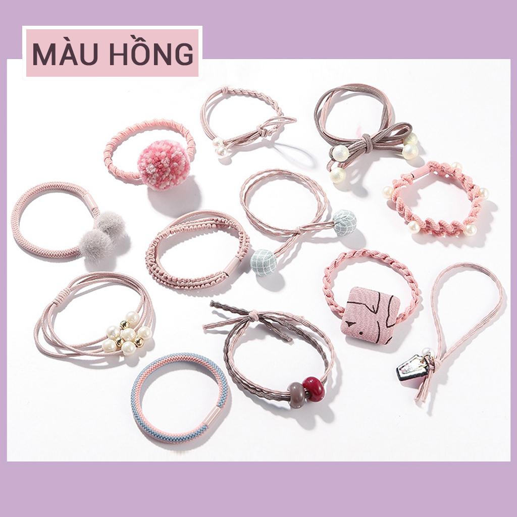 Bộ 12 dây buộc tóc, cột tóc hàn quốc