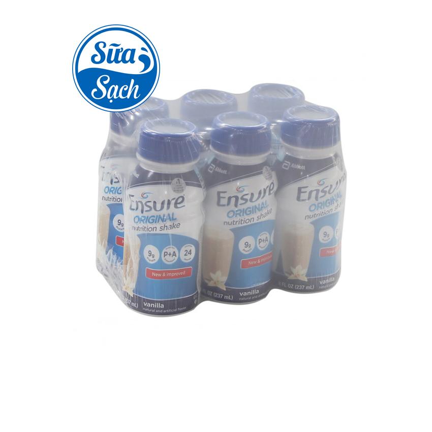 Lốc 6 chai sữa nước Ensure hương vani 237ml