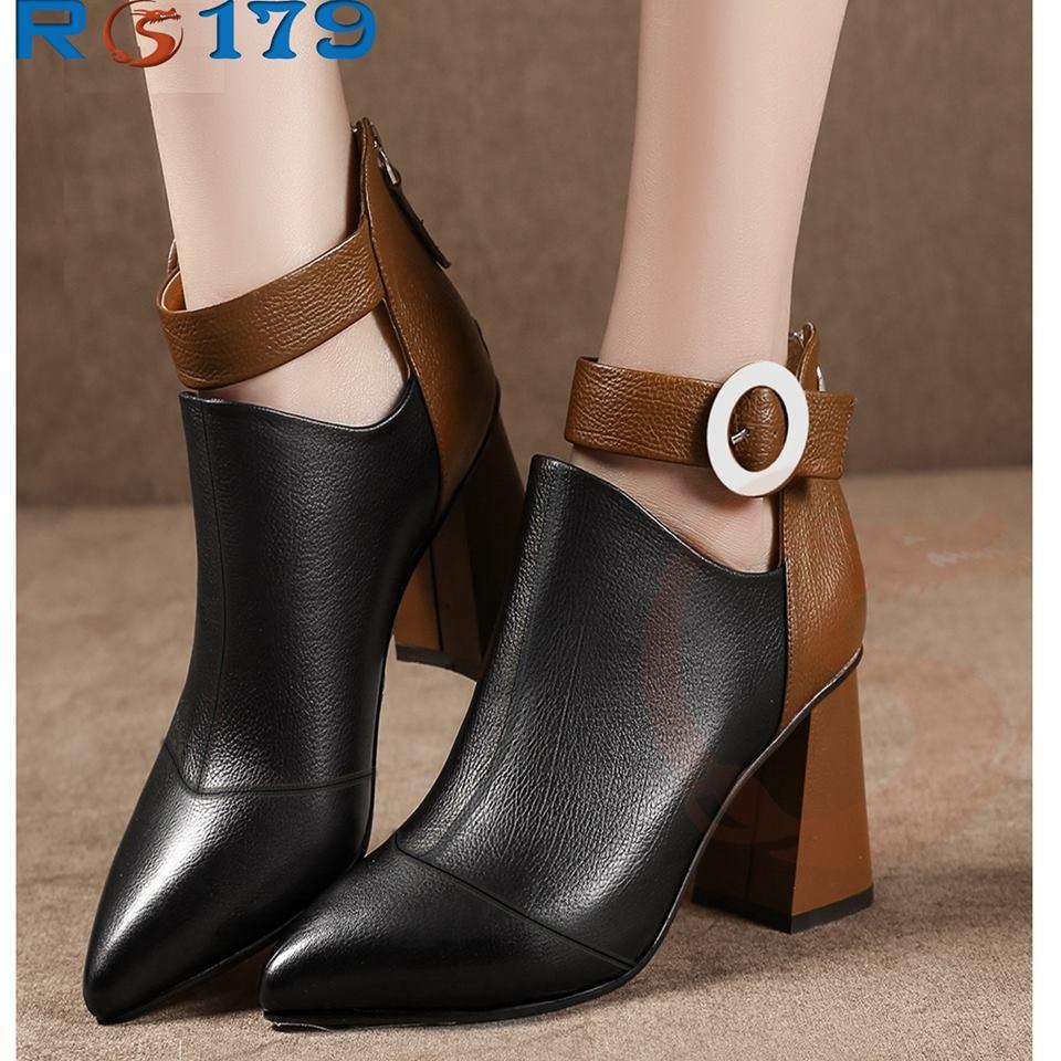 Giày boot bốt nữ đẹp hàng hiệu Rosata-quai hậu RO179