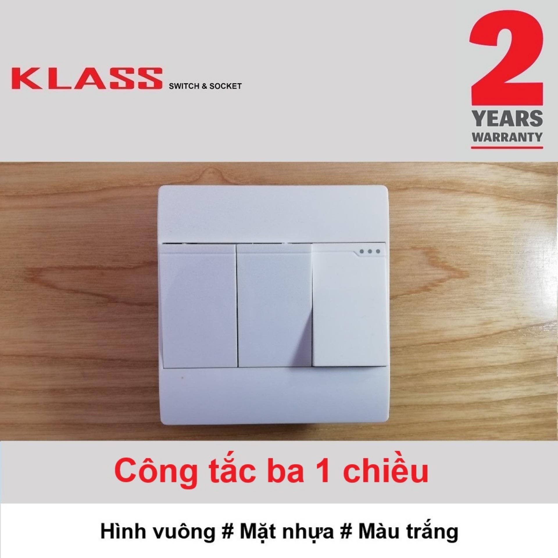 Công tắc ba 1 chiều, hình vuông, màu trắng, KLASS 86KB12-005