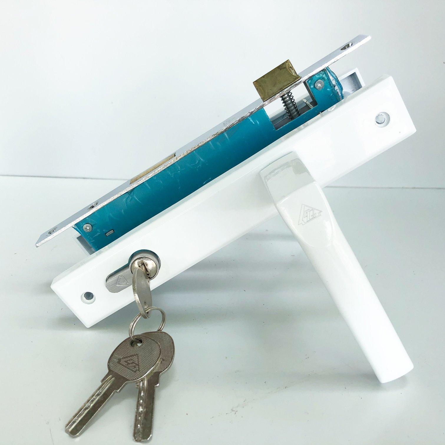 Bộ Khóa Tay Gạt Lắp Cửa Nhôm Hệ 4500 Việt Pháp (Trắng)