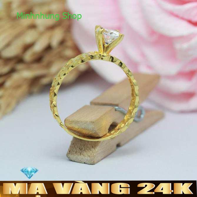 Nhẫn Vàng Nữ, Nhẫn Cầu Hôn, Nhẫn Vàng Tây, Nhẫn Nữ Kim Tiền mạ vàng 24k Đính Đá lấp lánh