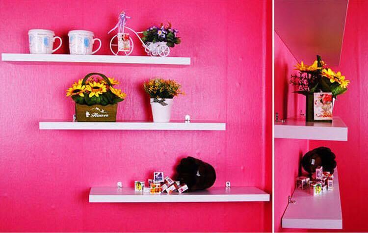 [HCM]Kệ treo tường gỗ lõi xanh chống ẩm bộ 3 thanh 80cm (Trắng) để đồ hiệu quả