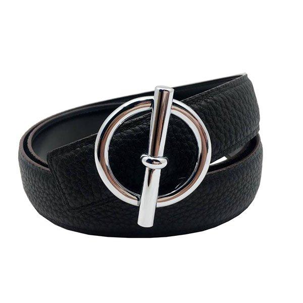 Dây nịt lưng nam, thắt lưng nam dây da cao cấp mặt chữ Q phong cách ( dây đen-mặt trắng)