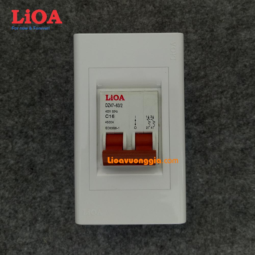 Combo cầu dao tự động lioa 16a loại 2 cực âm tường - lvmcb201645se100m