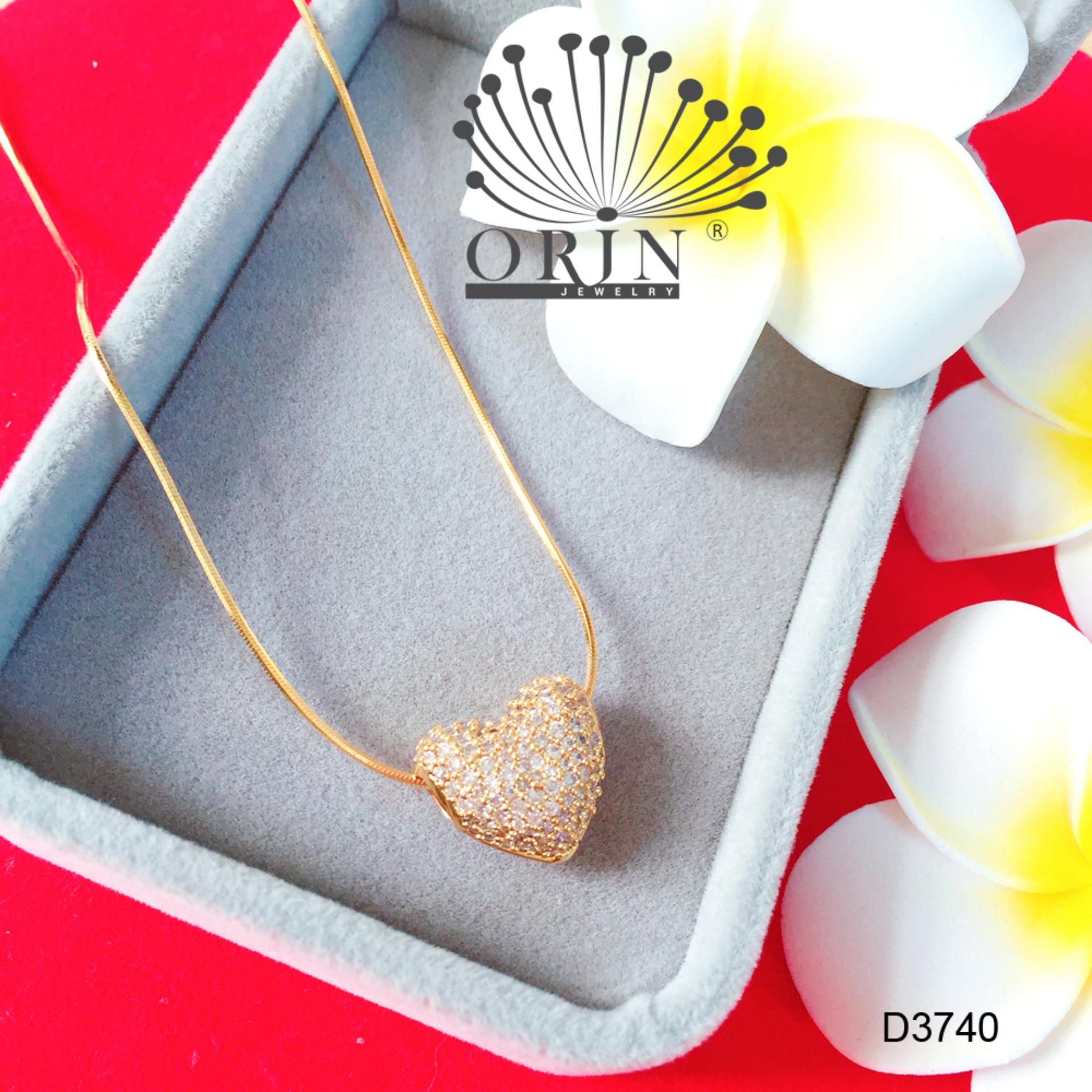 Dây chuyền mặt trái tim đeo 2 kiểu dạng dây mì đính đá thời trang cao cấp Orin D3740 - Long Tien