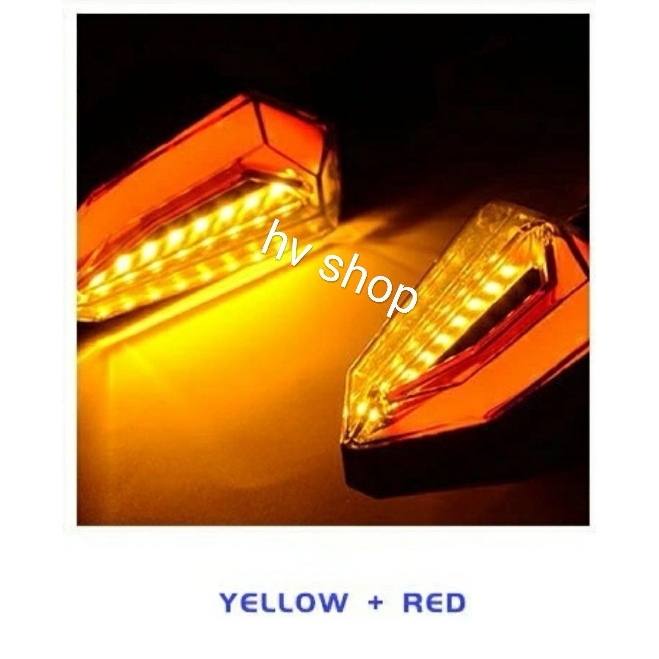Xinhan xe may Bộ 2 Đèn Xi Nhan Xe Máy hv shop 2 IN 1 ( đỏ - vàng )