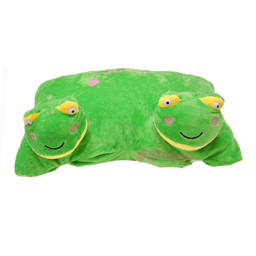 Gối đi xe máy 2 đầu cho bé - Ếch - Xanh lá Pipobun
