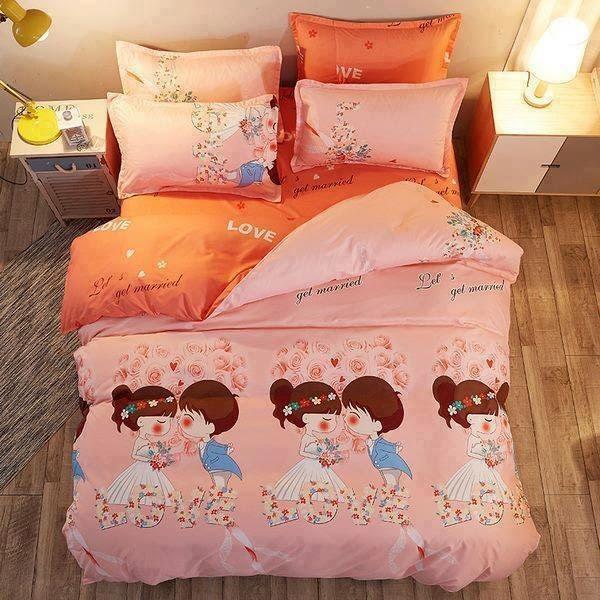 Bộ chăn ga gối cô dâu + ruột chăn hè.