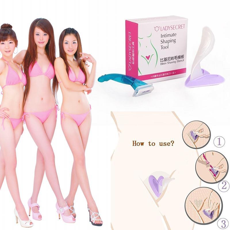 Nữ Máy Tẩy Nhổ Lông Bikini Privates Stencil Lông mu Dao Cạo Thân Mật Dụng Cụ Tạo Hình-quốc tế nhập khẩu