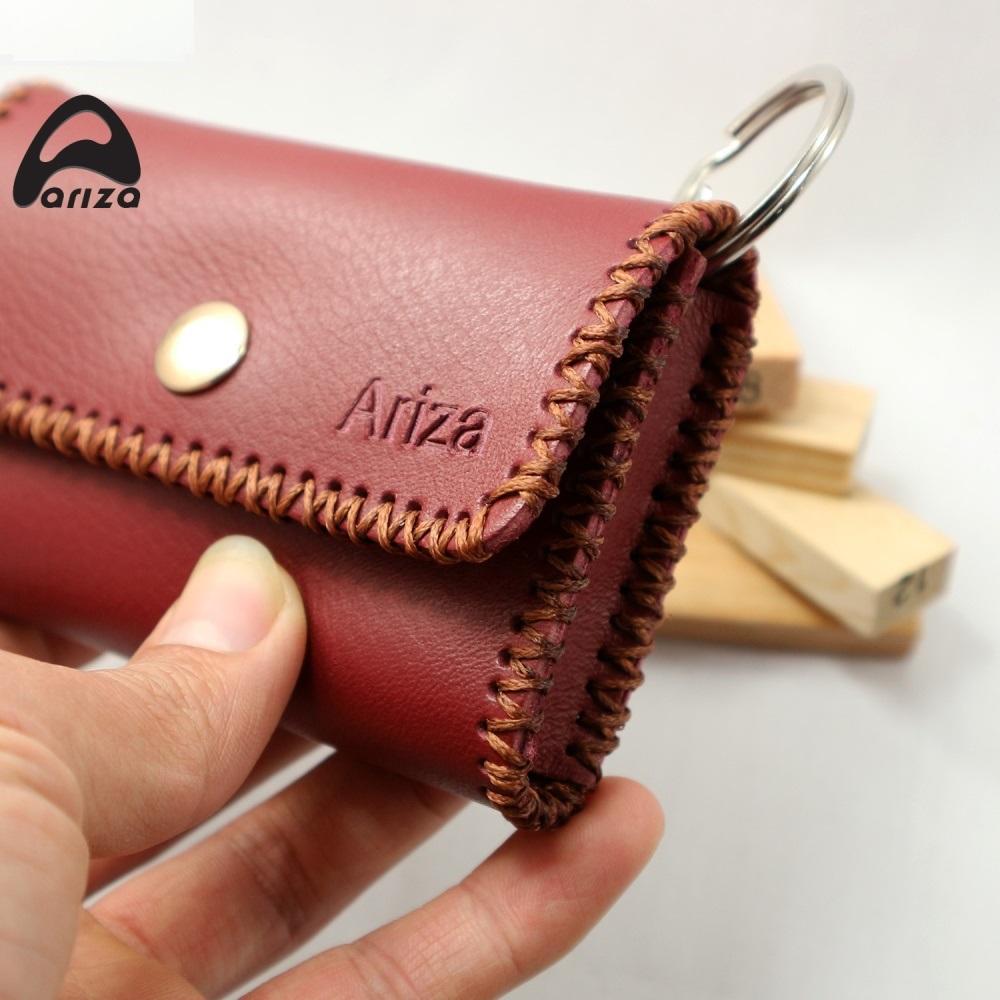 Bóp móc chìa khóa da bò thật 100% Ariza may thủ công