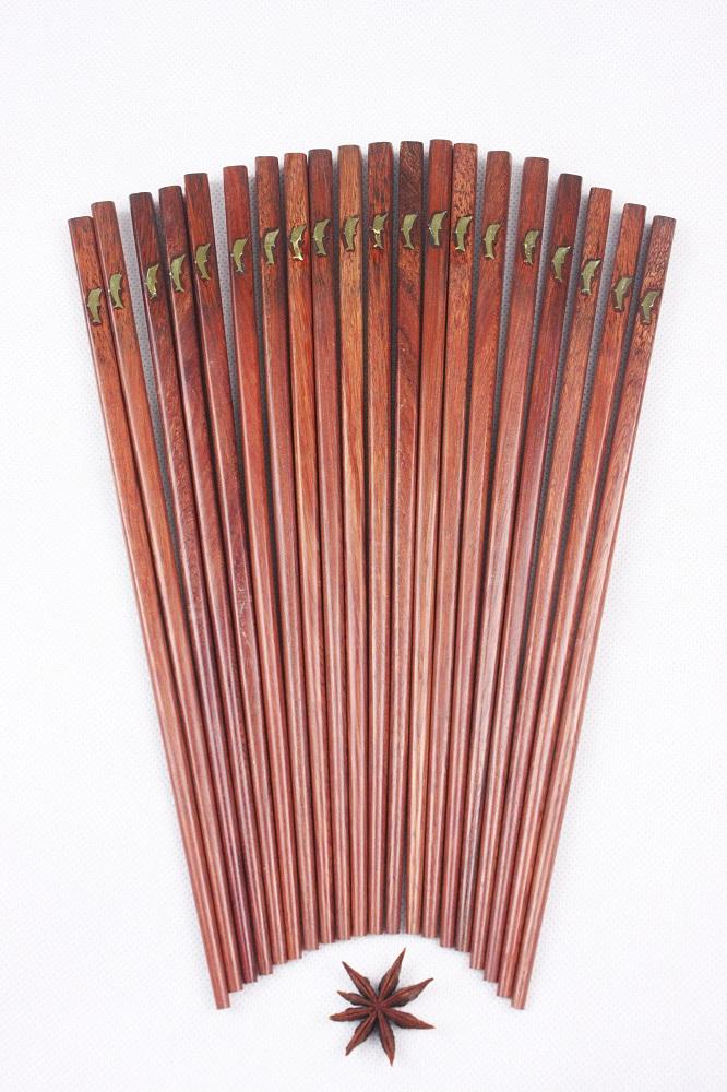 Bộ 10 đôi đũa gỗ trắc đỏ khảm cá đồng Lâm Nguyên D012
