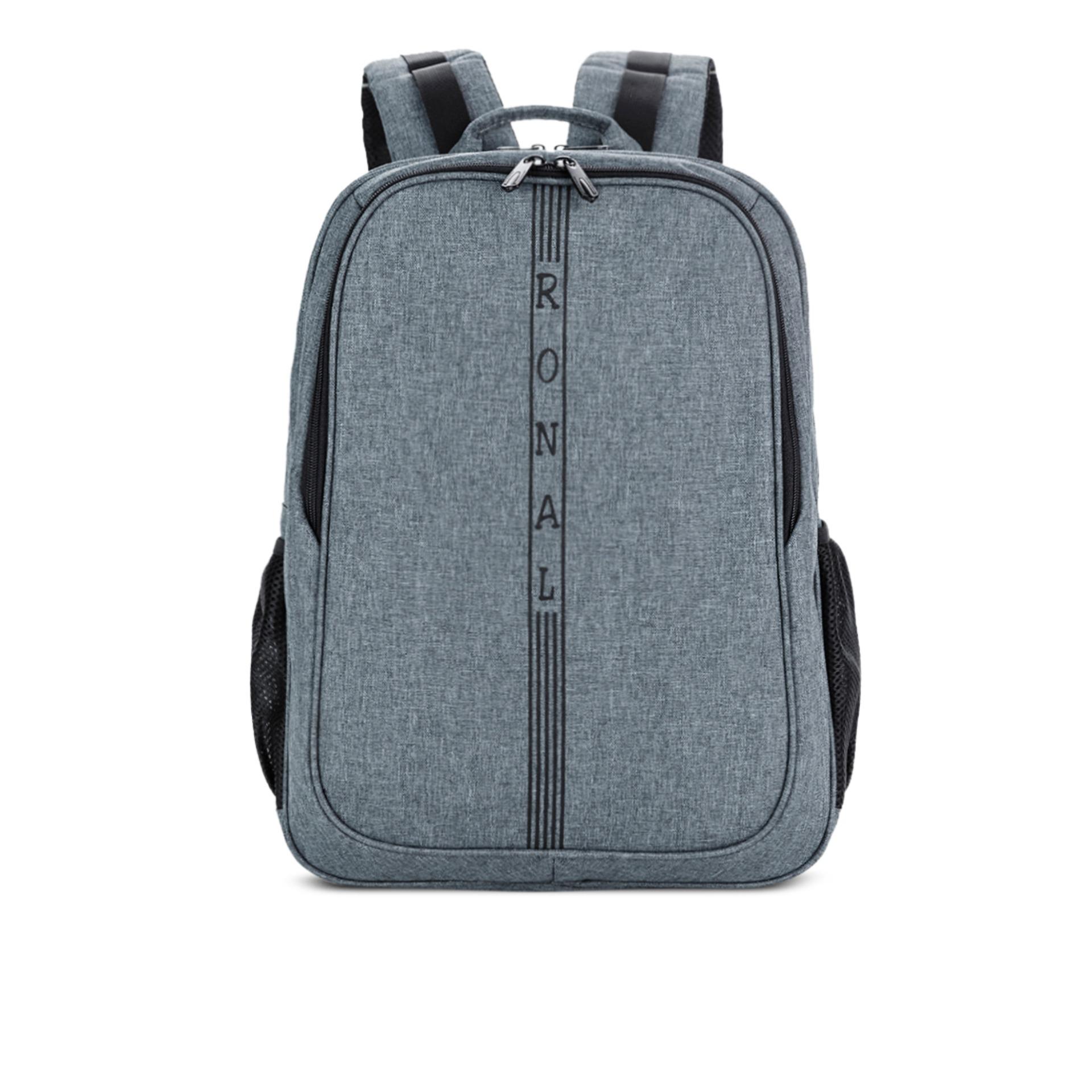 Ba lô laptop 14" ronal bl87 - xám logo đen