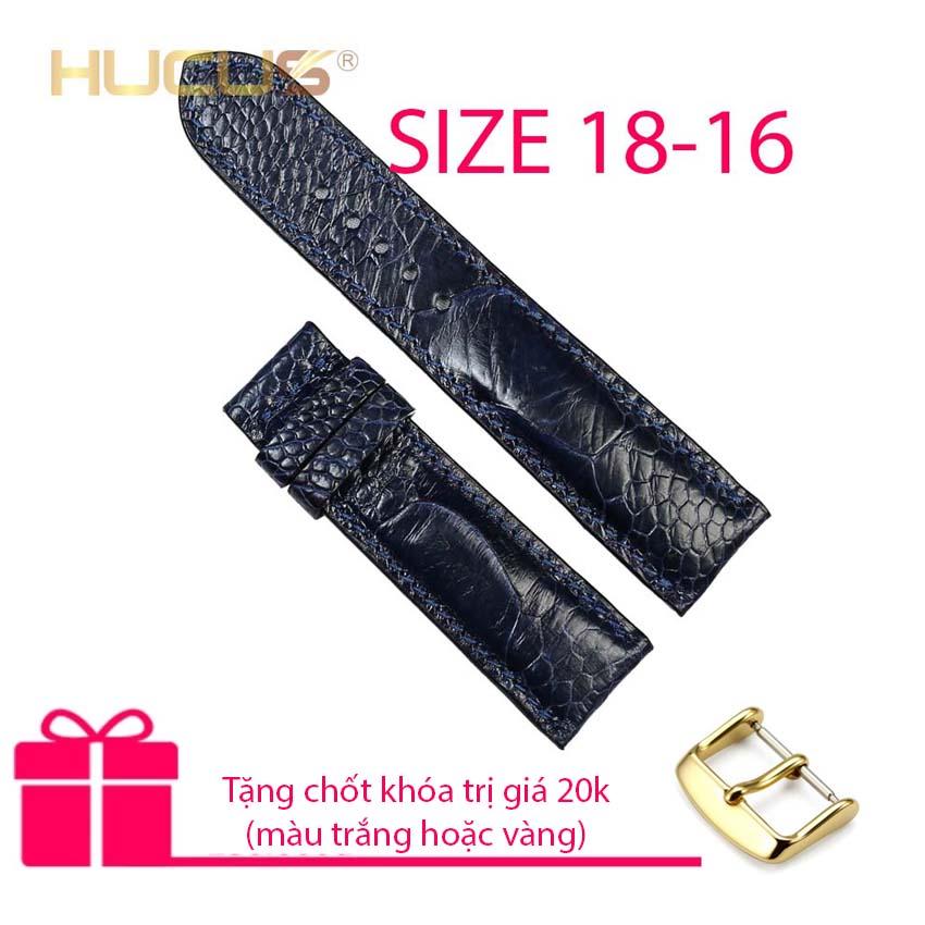 Dây đồng hồ nam da đà điểu thật hùng cường hc8200