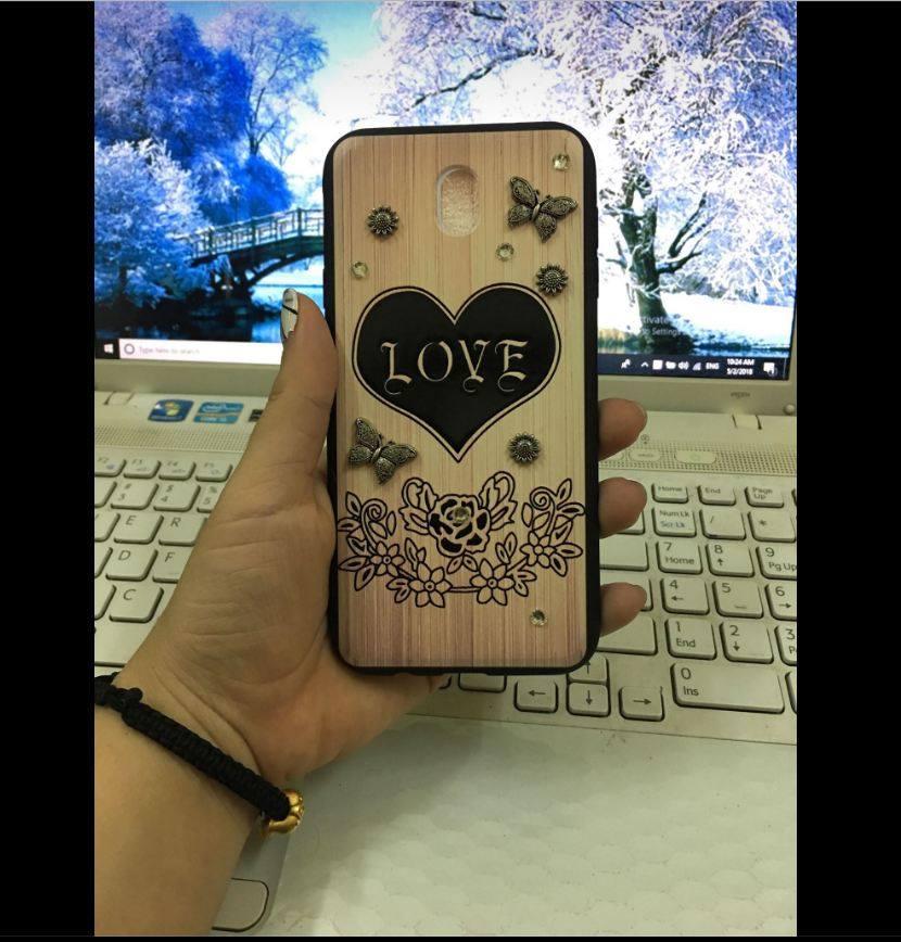 Ốp lưng thời trang in hình đính đá cho Samsung J7 Pro Tặng dây đeo điện thoại