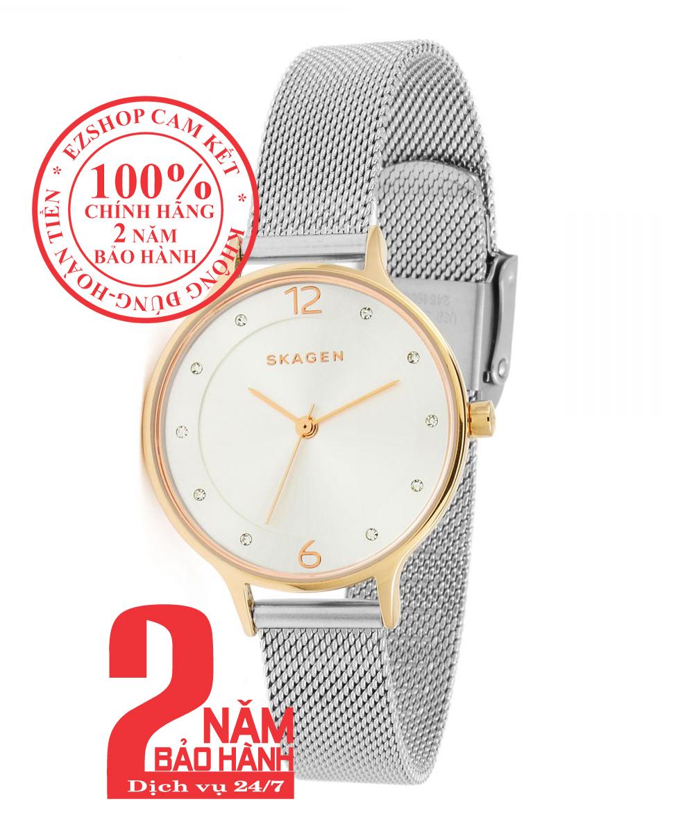 Đồng hồ thời trang nữ Skagen SKW1069, vỏ vàng hồng , mặt bạc, size mặt 30mm
