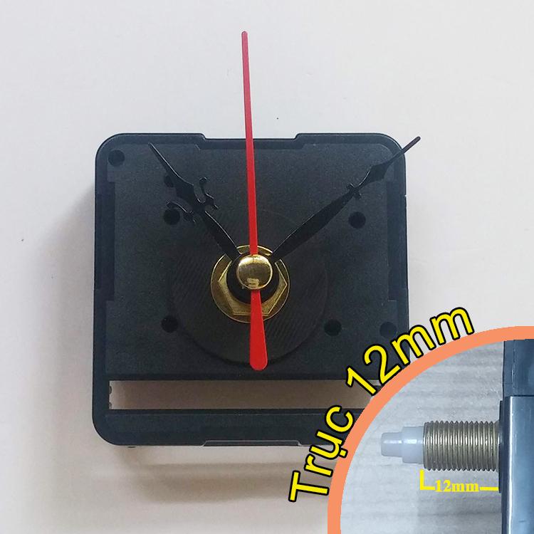Bộ kim đen 4cm và Máy đồng hồ treo tường Taiwan loại tốt - Kim trôi trục 12mm