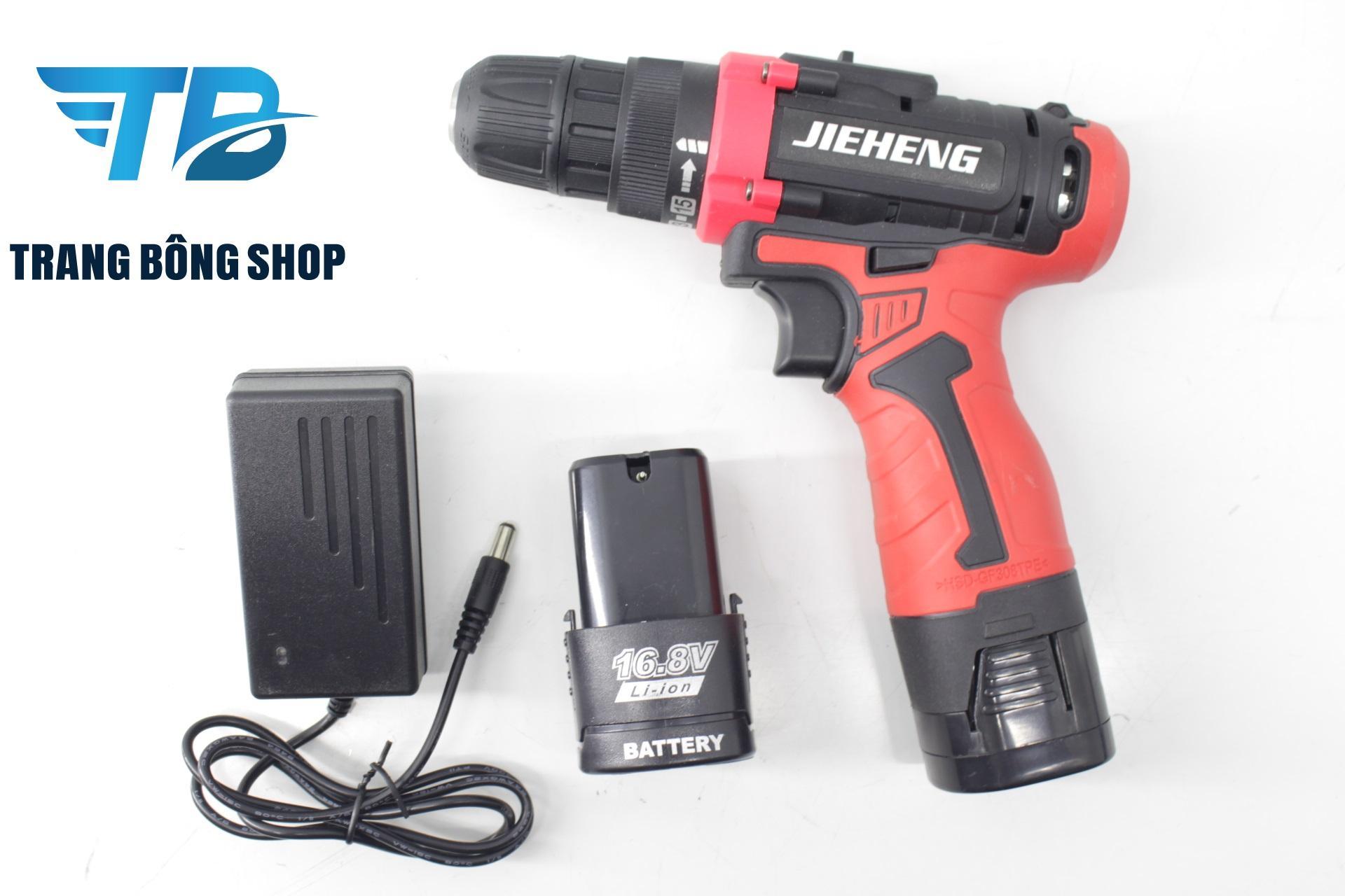 Bộ máy khoan pin jieheng - 2 tốc độ li-ion 16.8v
