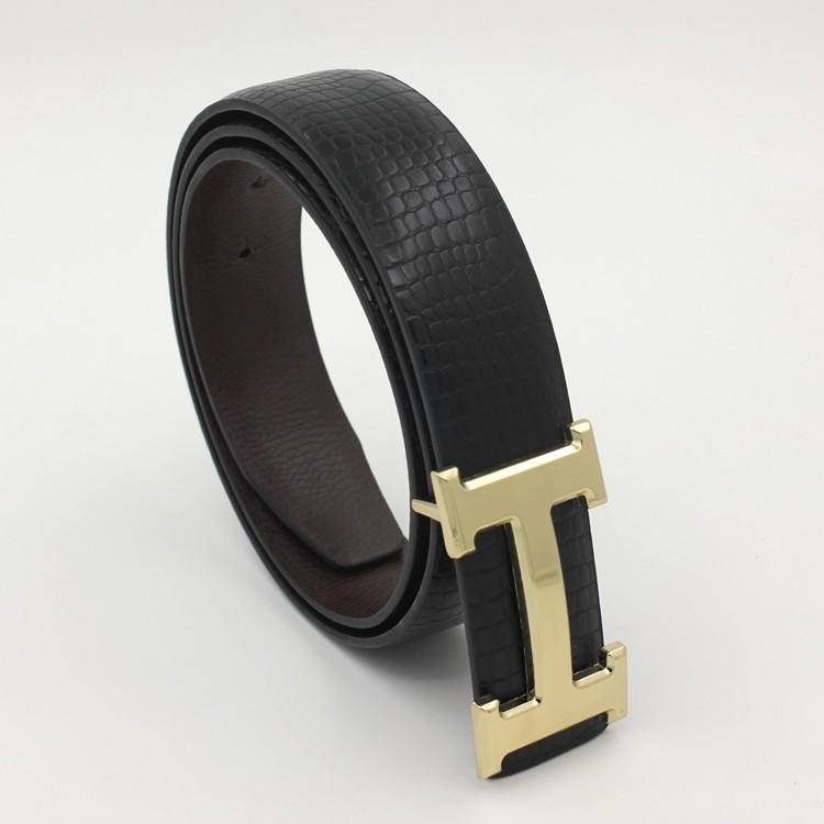 Thắt Lưng Nam Dây nịt nam Da mặt Chữ H cao cấp khóa trong (mặt Vàng)