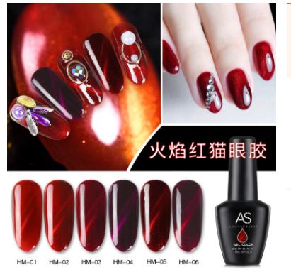Set sơn móng gel AS mắt mèo lửa 6 màu chai 15ml