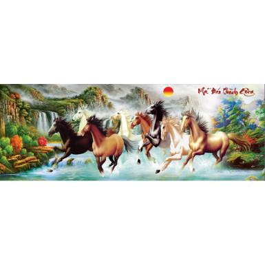Tranh thêu chữ thập mã đáo thành công 8 ngựa AL53506
