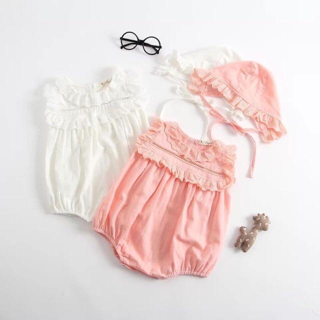 Set body kèm mũ bé gái 5-16kg