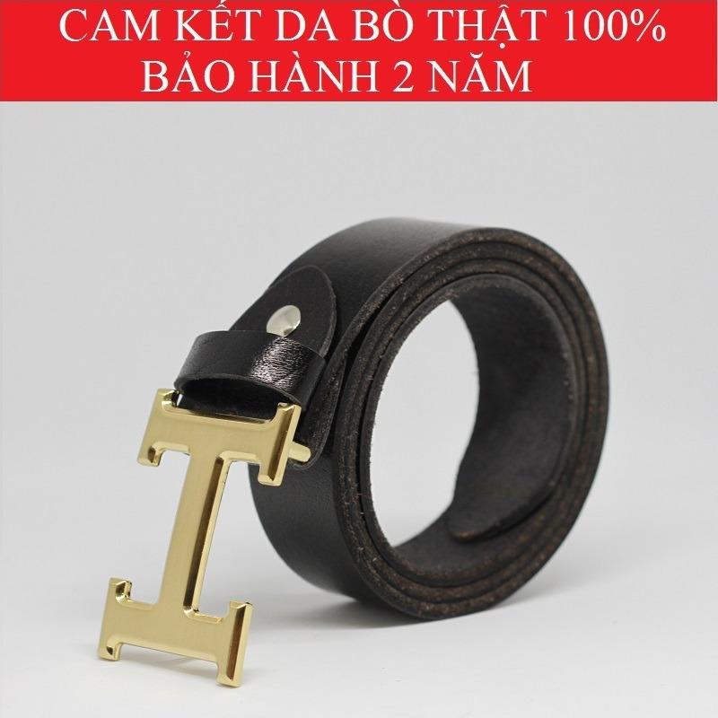 Thắt lưng ( dây nịt) nam da bò THẬT 100%, mặt chữ H- BH 2 năm