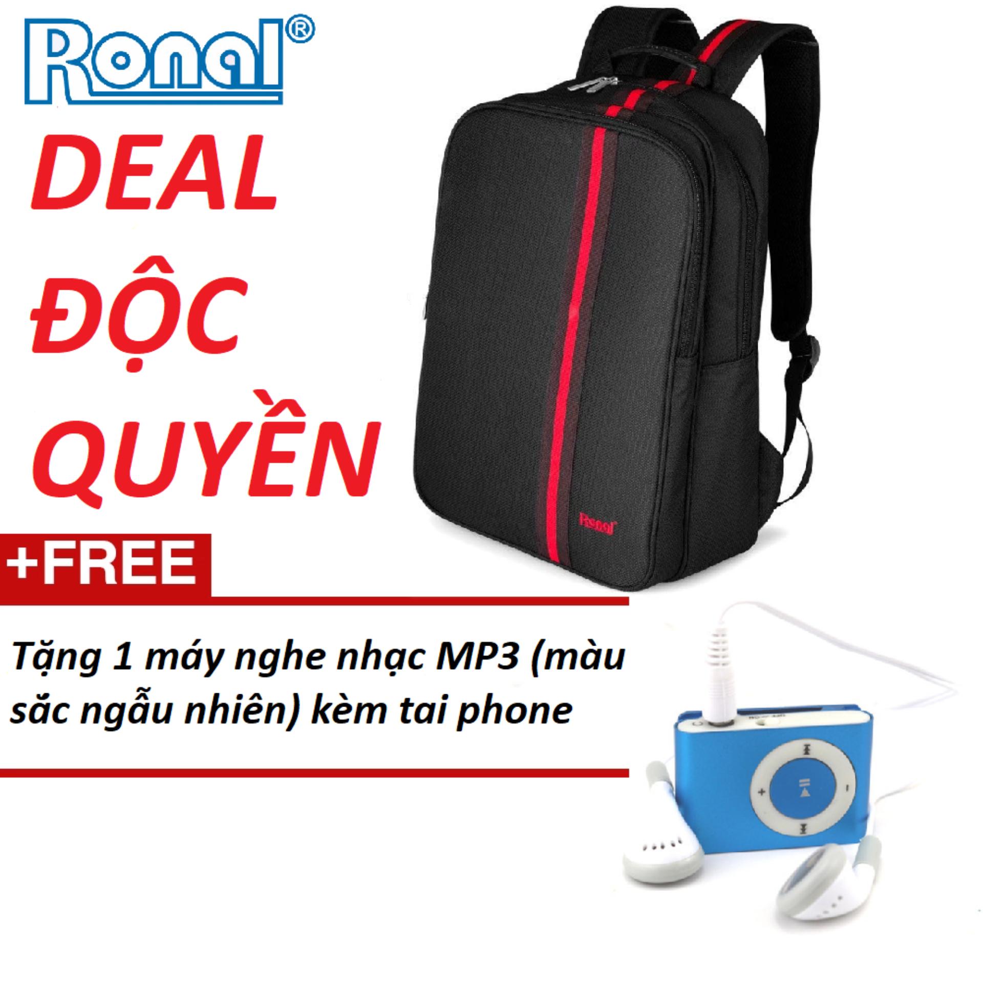 Ba lô ronal bl42a - sọc đỏ tặng máy mp3