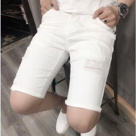 Quần short jean nam co dãn rách chất xịn MS100